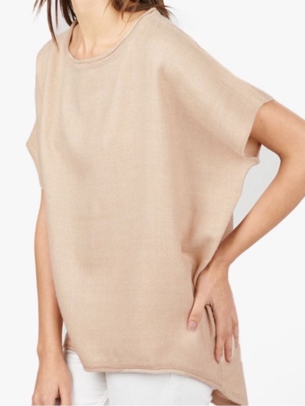 Cuyana Soft 100% Baby Alpaca Poncho Light Beige ***FLAWED See Images